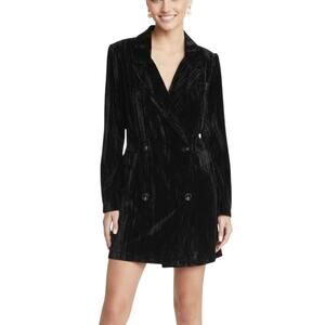 Floret Studios Crushed Velvet Blazer Dress Long Sleeve Black Size Small NWOT